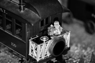 Santa at the end of train on toy train set