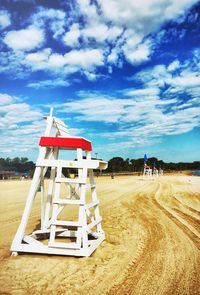 Scenic view of beach against cloudy sky