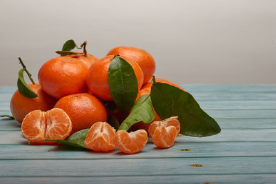 Close-up of orange fruits on table