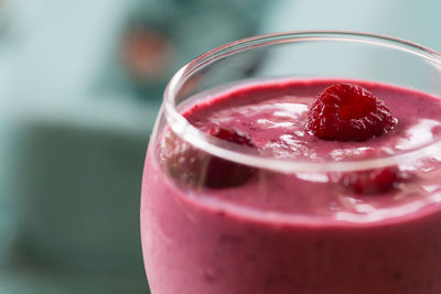 Close-up of raspberry smoothie