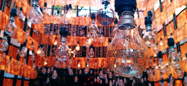 Close up picture of bulb in depth of field on puja pandal