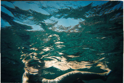 Low section of person swimming in sea