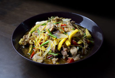 High angle view of food in bowl