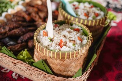 Ingkung rice is traditional food from central java, indonesia.
