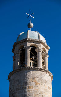 Low angle view of church against blue sky