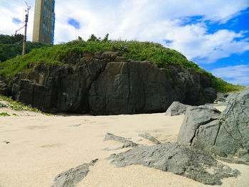 Scenic view of sand against sky