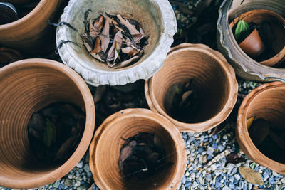 High angle view of various objects for sale