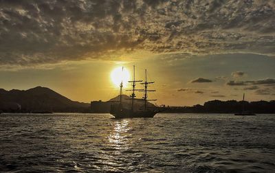 Scenic view of sea at sunset