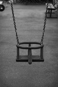 Close-up of swing in park