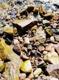 Full frame shot of pebbles at beach