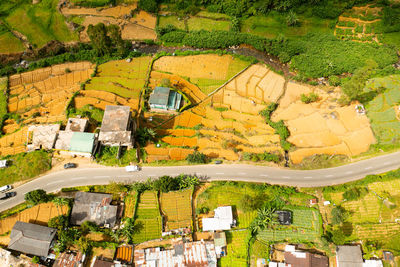 A village in the mountains among agricultural lands and tea plantations. nuwara eliya, sri lanka.