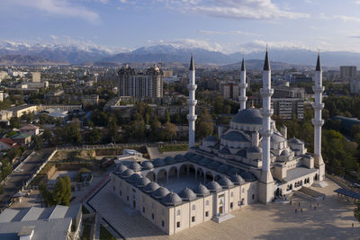 High angle view of buildings in city