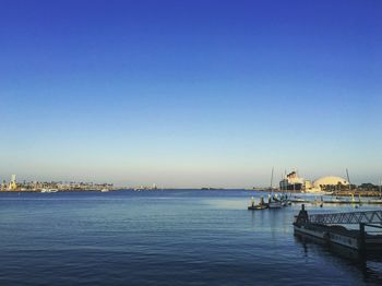 Scenic view of sea against clear sky