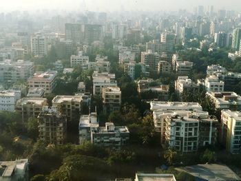 High angle view of buildings in city