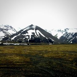 Scenic view of mountains against clear sky