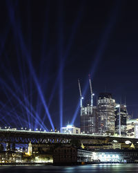 Illuminated harbour bridge during vivid sydney festival 