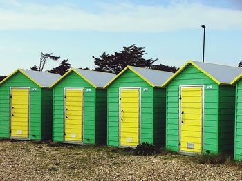 Green beach huts