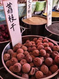 High angle view of various fruits for sale in market