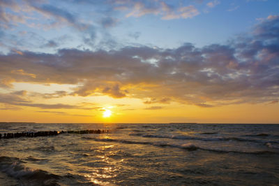 Scenic view of sea against sky during sunset