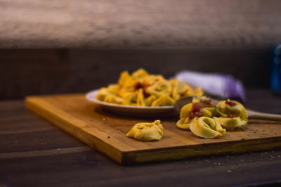 Close-up of food on cutting board