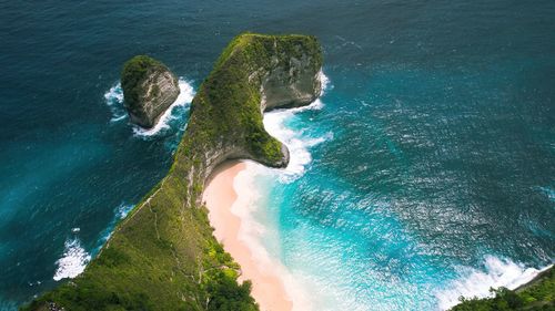 High angle view of sea waves