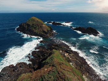 High angle view of sea against sky