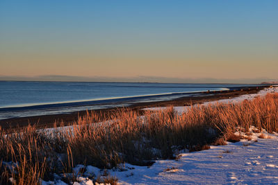 Scenic view of sea against sky during sunset