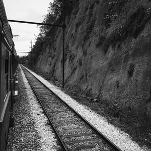 Train by tracks against sky