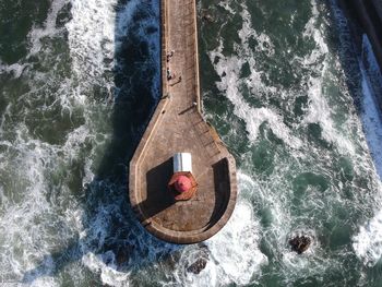 High angle view of swimming pool in sea