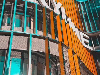 Low angle view of multi colored building