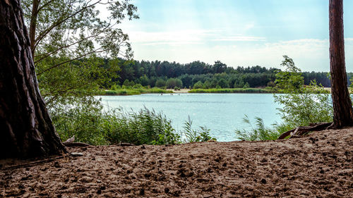 Scenic view of lake against sky