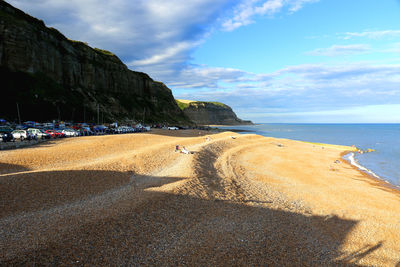 Scenic view of beach against sky