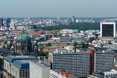 High angle view of cityscape against sky