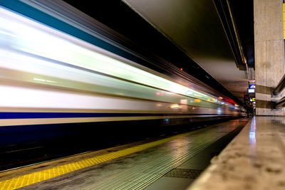 Blurred motion of train at night