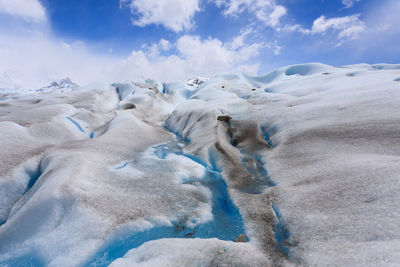 Scenic view of snowcapped landscape against sky