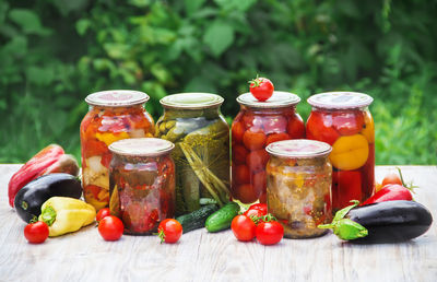 Close-up of food on table