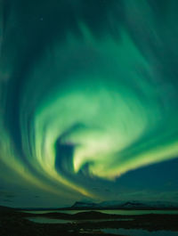 Northern lights above saana in lapland.