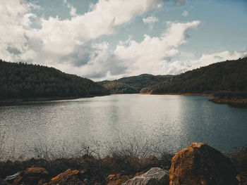 Scenic view of lake against sky