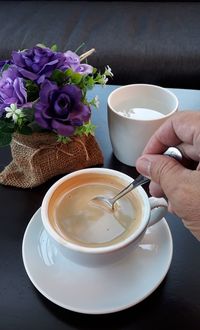 Coffee cup on table