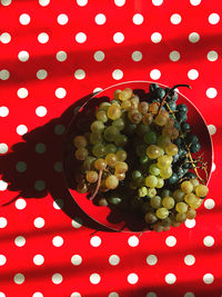 High angle view of fruits in bowl on table