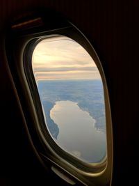 View of landscape through airplane window