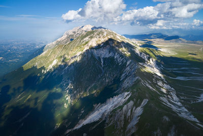 Aerial view of the mountain area of the gran sasso abruzzo