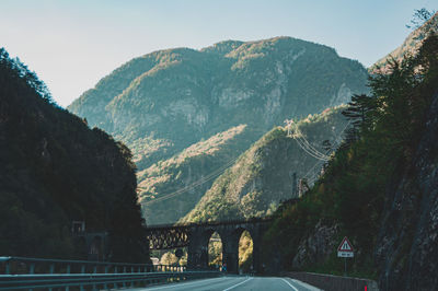 Panoramic view of bridge over mountain