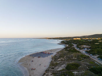 Scenic view of sea against clear sky