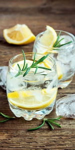 High angle view of lemonade on wooden table