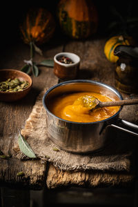 Close-up of food on table