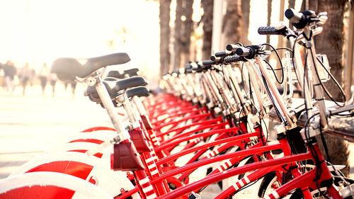 Close-up of bicycle on road