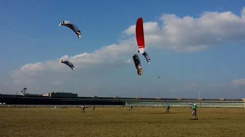 Kiteboarding on grass
