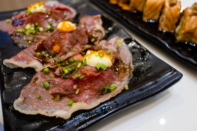 Close-up of meal served in plate