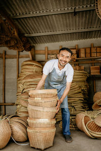 Full frame shot of wicker basket